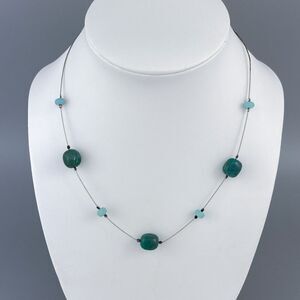 Silpada Sterling Silver 925 Chrysocolla Bead Wire Station Necklace 16" N1888